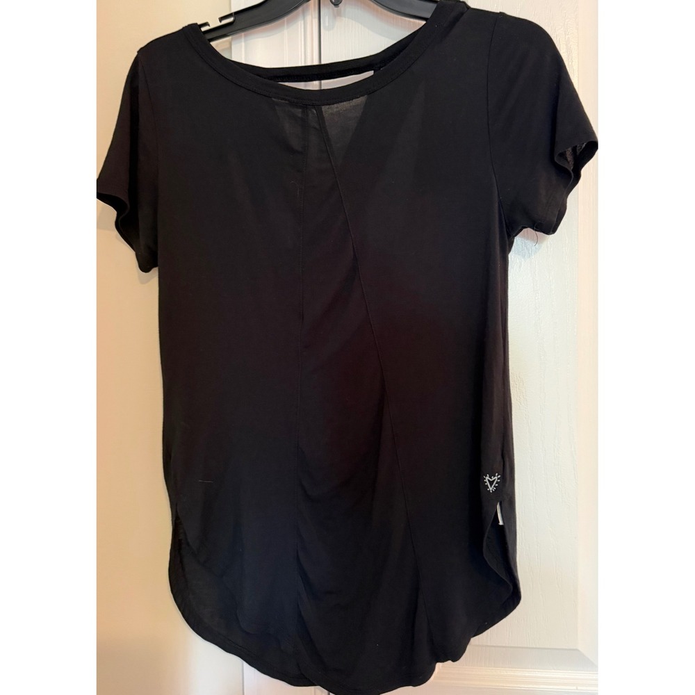 Betsey Johnson Performance Womens Black Crisscross Mesh Open Back Top XS
